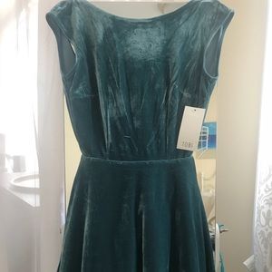 NWT XS Tobi Deep teal Velvet Aline Mini dress